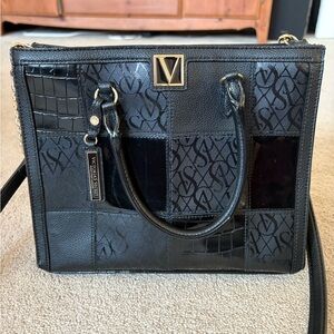 Victoria's Secret Noir Patchwork Structured Satchel Purse
